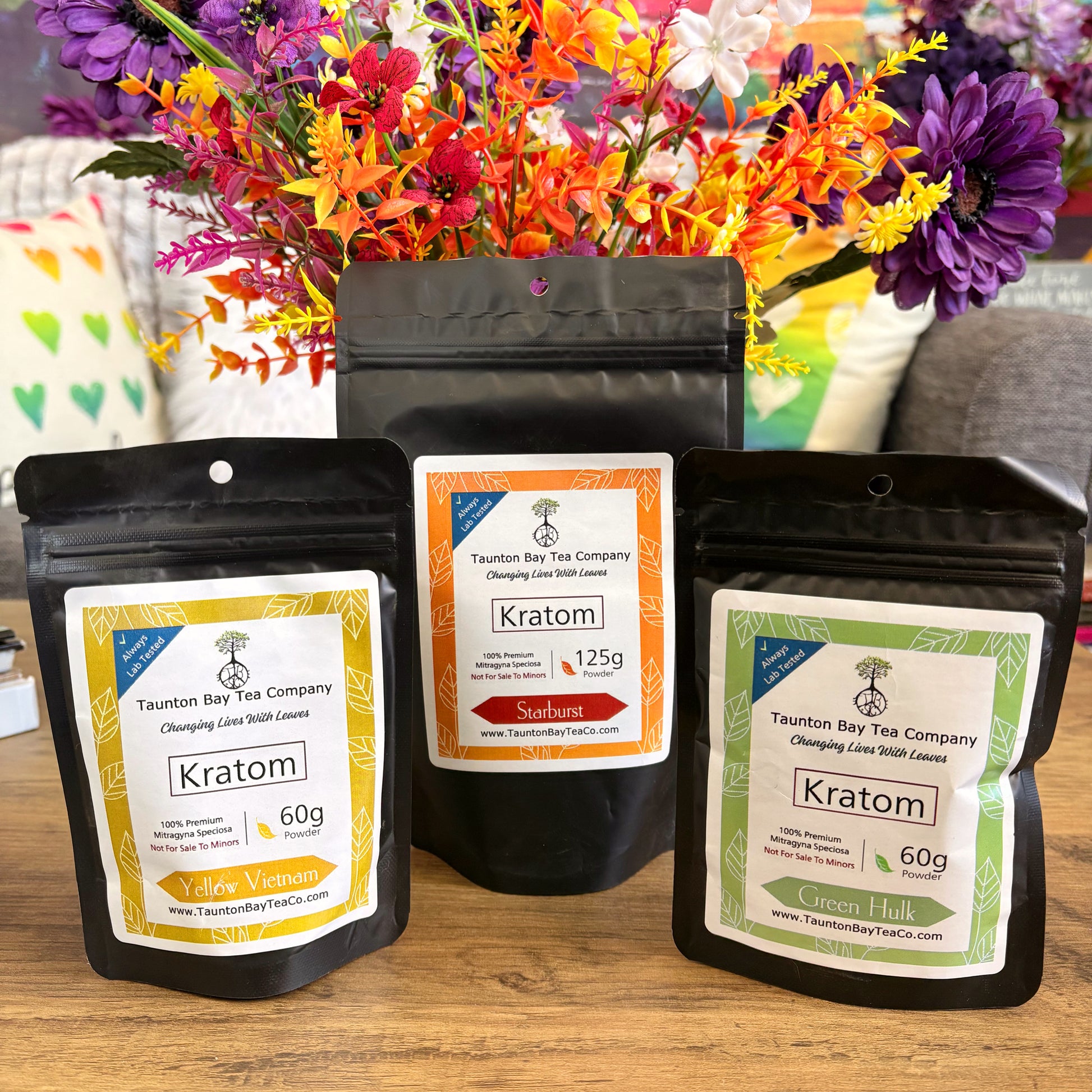 New kratom products included every month! We offer a wide variety of small batch lab-tested kratom products in every package. Try The Kratom Box from Taunton Bay Tea Co. today to get 3-4 products delivered to your door every month or pay-as-you-go & get the box whenever you want. We have the only kratom subscription box out there since 2019!